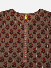 Cotton Beige Printed Straight Kurta Pant With-VKSKD1850